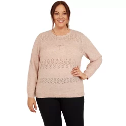 Plus Size Alfred Dunner Classics Cashmelon Sweater -Alfred Dunner Shop 6009790 Peacock Metallic