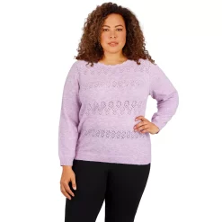 Plus Size Alfred Dunner Classics Cashmelon Sweater -Alfred Dunner Shop 6009790 Pink Melange