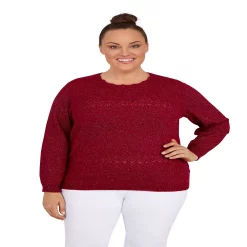 Plus Size Alfred Dunner Classics Cashmelon Mockneck Sweater -Alfred Dunner Shop 6009981 Red Multi