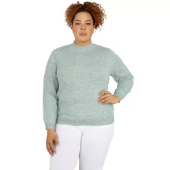 Plus Size Alfred Dunner Classics Cashmelon Mockneck Sweater -Alfred Dunner Shop 6009981 Sage Metallic