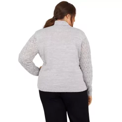 Plus Size Alfred Dunner Stonehenge Long Sleeve Pointelle Sweater 8 Plus Size Alfred Dunner Stonehenge Long Sleeve Pointelle Sweater -Alfred Dunner Shop 6010015 ALT
