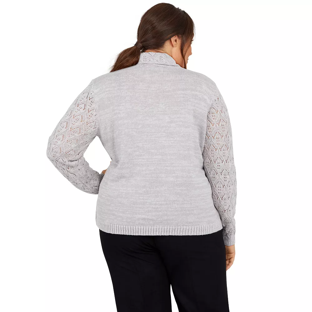 Plus Size Alfred Dunner Stonehenge Long Sleeve Pointelle Sweater 3 Plus Size Alfred Dunner Stonehenge Long Sleeve Pointelle Sweater - Image 3