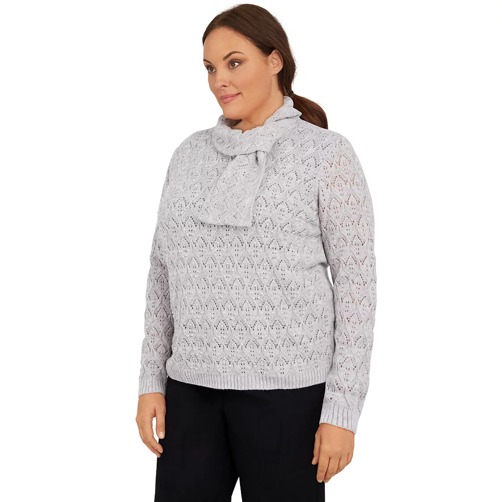 Plus Size Alfred Dunner Stonehenge Long Sleeve Pointelle Sweater 4 Plus Size Alfred Dunner Stonehenge Long Sleeve Pointelle Sweater - Image 4