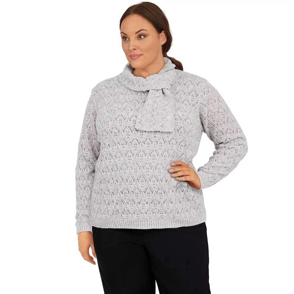 Plus Size Alfred Dunner Stonehenge Long Sleeve Pointelle Sweater 1 Plus Size Alfred Dunner Stonehenge Long Sleeve Pointelle Sweater