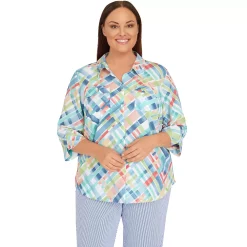 Alfred Dunner Shop 32 Plus Size Alfred Dunner Peace of Mind Plaid Button Down Top