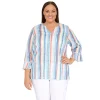 Plus Size Alfred Dunner Peace of Mind Button-Down Ruffle-Sleeve Top