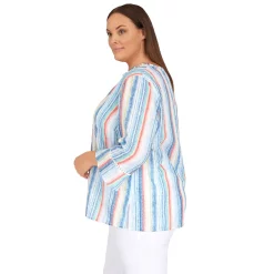 Plus Size Alfred Dunner Peace of Mind Button-Down Ruffle-Sleeve Top -Alfred Dunner Shop 6044977 ALT3