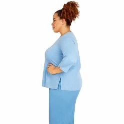 Plus Size Alfred Dunner Peace of Mind Embroidered Floral Knit Top -Alfred Dunner Shop 6044986 ALT3