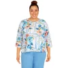 Plus Size Alfred Dunner Peace of Mind Windowpane Floral Knit Top