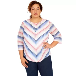 Plus Size Alfred Dunner Peace of Mind Chevron Knit Top