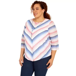 Plus Size Alfred Dunner Peace of Mind Chevron Knit Top -Alfred Dunner Shop 6044989 ALT2