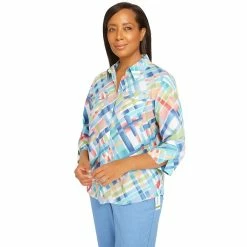 Petite Alfred Dunner Peace of Mind Plaid Button Down Top -Alfred Dunner Shop 6045796 ALT2