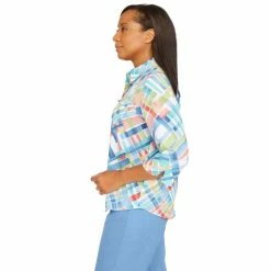 Petite Alfred Dunner Peace of Mind Plaid Button Down Top -Alfred Dunner Shop 6045796 ALT3