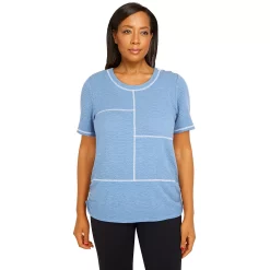 Petite Alfred Dunner Peace of Mind Embroidered Blocks Top