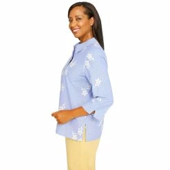 Women's Alfred Dunner Size Bright Idea Pinstripe Floral Button Down Top -Alfred Dunner Shop 6046939 ALT3