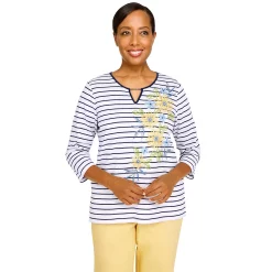 Women's Alfred Dunner Bright Idea Splitneck Sunflower Top
