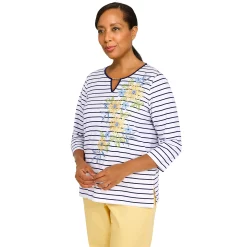 Women's Alfred Dunner Bright Idea Splitneck Sunflower Top -Alfred Dunner Shop 6046945 ALT2