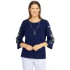 Women's Alfred Dunner Bright Idea Embroidered Sleeve Top