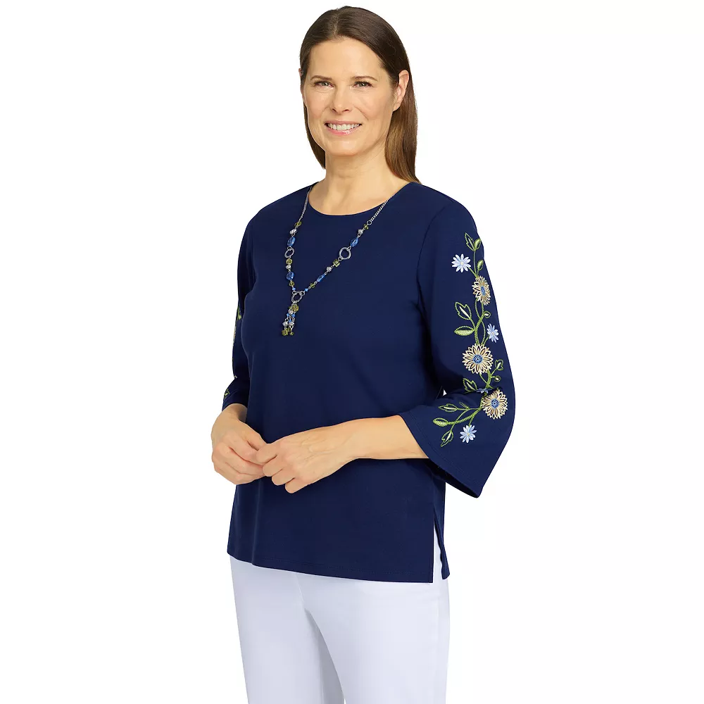 Women's Alfred Dunner Bright Idea Embroidered Sleeve Top 3 Women's Alfred Dunner Bright Idea Embroidered Sleeve Top - Image 3