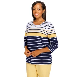 Women's Alfred Dunner Bright Idea Multi Stripe Beaded Neck Top -Alfred Dunner Shop 6046951 ALT2