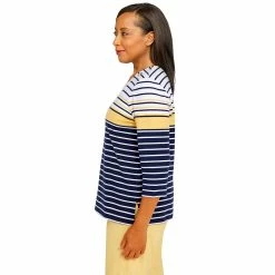 Women's Alfred Dunner Bright Idea Multi Stripe Beaded Neck Top -Alfred Dunner Shop 6046951 ALT3