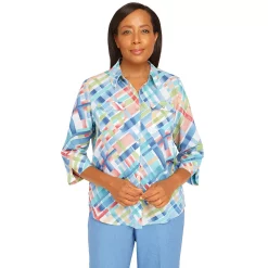 Women's Alfred Dunner Peace of Mind Plaid Button Down Top