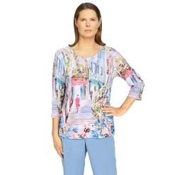 Women's Alfred Dunner Peace of Mind Scenic Three-Quarter Length Knit Top
