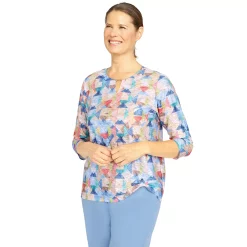 Women's Alfred Dunner Peace of Mind Geometric Texture Grommet Hem Top -Alfred Dunner Shop 6046973 ALT2