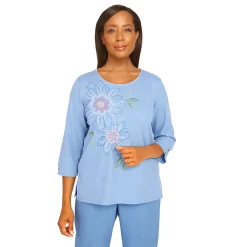 Women's Alfred Dunner Peace of Mind Embroidered Floral Knit Top
