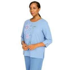 Women's Alfred Dunner Peace of Mind Embroidered Floral Knit Top -Alfred Dunner Shop 6046975 ALT2