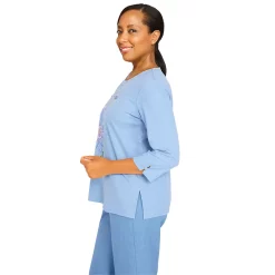 Women's Alfred Dunner Peace of Mind Embroidered Floral Knit Top -Alfred Dunner Shop 6046975 ALT3