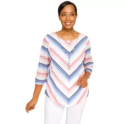 Women's Alfred Dunner Peace Of Mind Chevron Knit Top