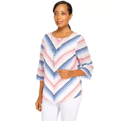 Women's Alfred Dunner Peace Of Mind Chevron Knit Top -Alfred Dunner Shop 6046977 ALT2