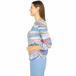Women's Alfred Dunner Peace of Mind Abstract Stripe Double Strap Crewneck Top -Alfred Dunner Shop 6046979 ALT3