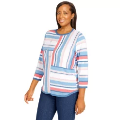 Women's Alfred Dunner Peace of Mind Spliced Multi-Stripe Sweater -Alfred Dunner Shop 6046980 ALT2