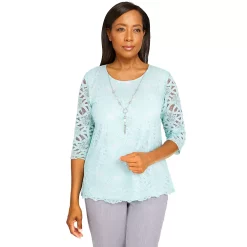 Petite Alfred Dunner Lady Like Lace Top