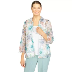 Plus Size Alfred Dunner Lady Like Lace Floral Trellis Top