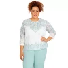 Plus Size Alfred Dunner Lady Like Medallion Floral Knit Top