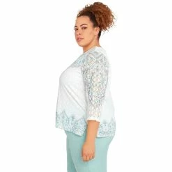 Plus Size Alfred Dunner Lady Like Medallion Floral Knit Top -Alfred Dunner Shop 6055040 ALT3