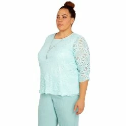 Plus Size Alfred Dunner Lady Like Lace Top -Alfred Dunner Shop 6055042 ALT2
