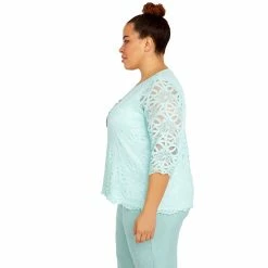 Plus Size Alfred Dunner Lady Like Lace Top -Alfred Dunner Shop 6055042 ALT3