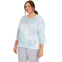 Plus Size Alfred Dunner Lady Like Scroll Patchwork Knit Top -Alfred Dunner Shop 6055043 ALT2