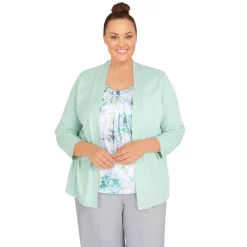 Plus Size Alfred Dunner Lady Like Embellished Watercolor Floral Top