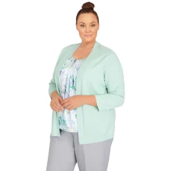 Plus Size Alfred Dunner Lady Like Embellished Watercolor Floral Top -Alfred Dunner Shop 6055048 ALT2