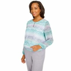 Women's Alfred Dunner Lady Like Python Stripe Shirred Hem Blouse -Alfred Dunner Shop 6055461 ALT2