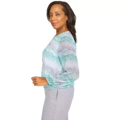 Women's Alfred Dunner Lady Like Python Stripe Shirred Hem Blouse -Alfred Dunner Shop 6055461 ALT3