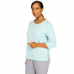 Women's Alfred Dunner Lady Like Pearl Twist Three-Quarter Sleeve Knit Top -Alfred Dunner Shop 6055462 ALT2