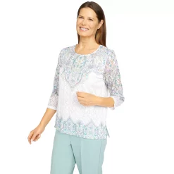Women's Alfred Dunner Lady Like Medallion Floral Knit Top -Alfred Dunner Shop 6055463 ALT2
