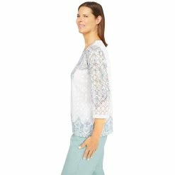 Women's Alfred Dunner Lady Like Medallion Floral Knit Top -Alfred Dunner Shop 6055463 ALT3