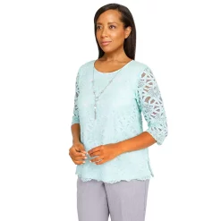 Women's Alfred Dunner Lady Like Lace Top -Alfred Dunner Shop 6055466 ALT2